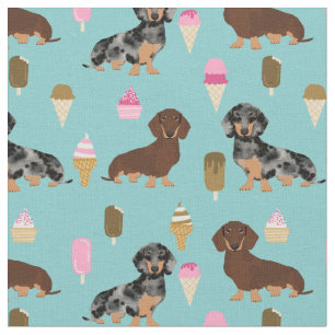 Dachshund dogs love ice cream fabric