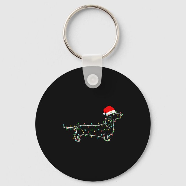 Dachshund Dogs Tree Christmas Sweater Xmas For Pet Key Ring (Front)