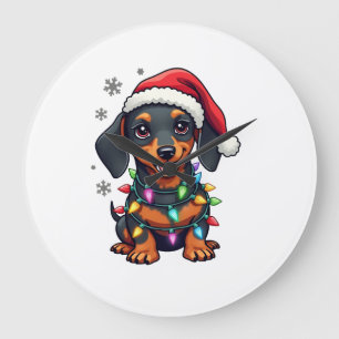 Dachshund Dogs Tree Christmas Sweater Xmas Gifts F Large Clock