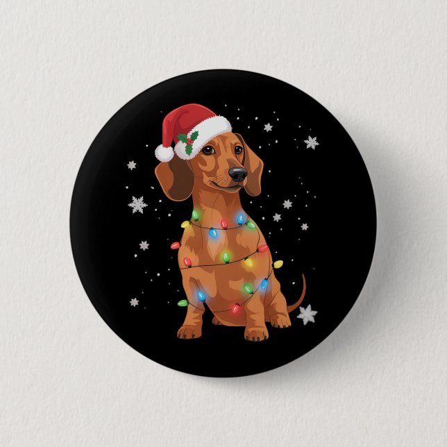 Dachshund Dogs Tree Christmas Xmas Pet Dog  6 Cm Round Badge (Front)