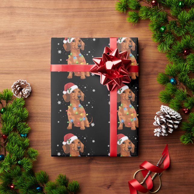 Dachshund Dogs Tree Christmas Xmas Pet Dog  Wrapping Paper (Holiday Gift)