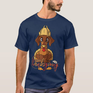 Dachshund Doie Dog Greets Happy Thanksgiving Turke T-Shirt