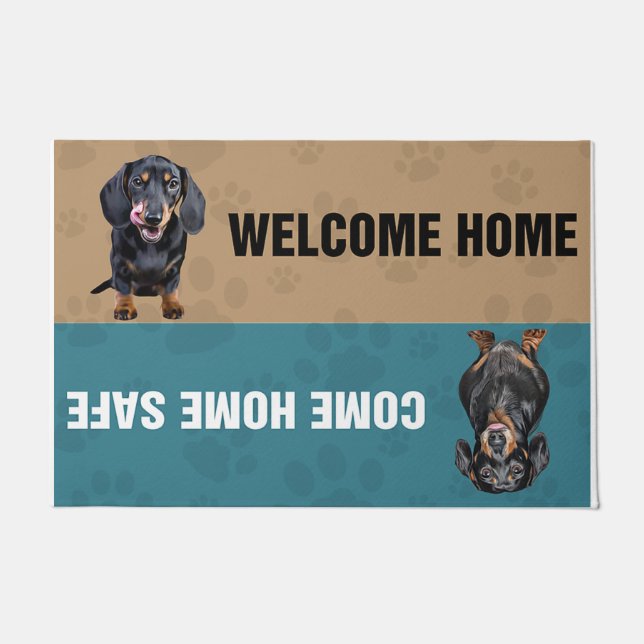 Dachshund Doormat/ Personalised Welcome Door Mat (Front)