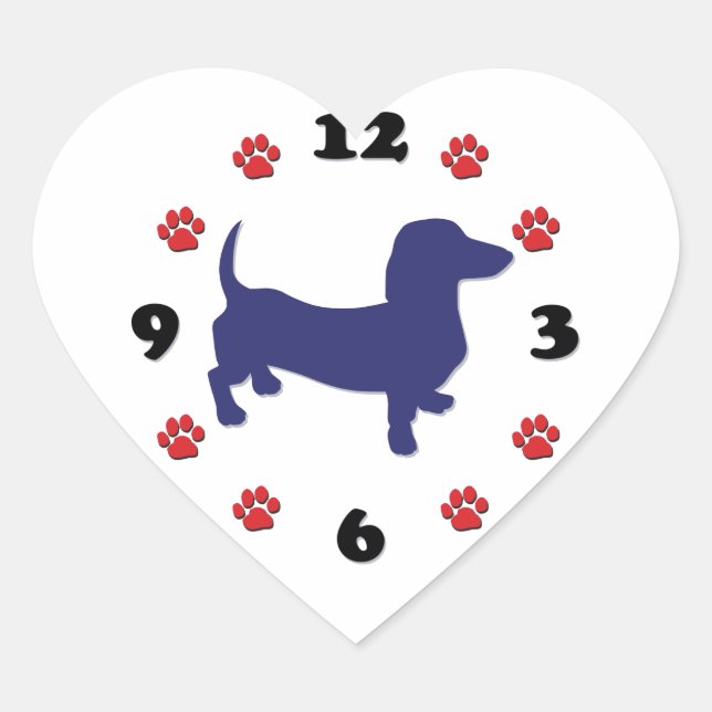 Dachshund Doxie Clock Heart Sticker (Front)