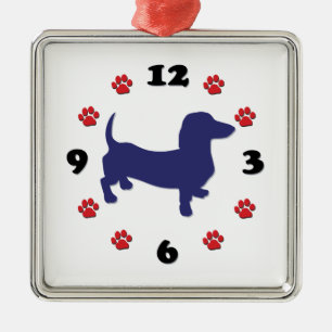 Dachshund Doxie Clock Metal Tree Decoration