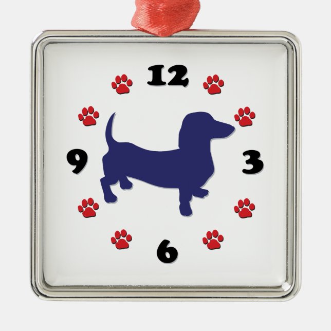 Dachshund Doxie Clock Metal Tree Decoration (Front)