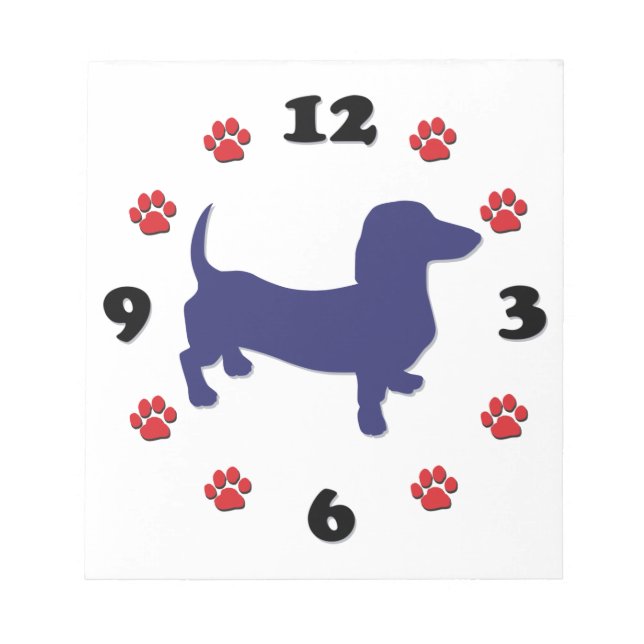 Dachshund Doxie Clock Notepad (Front)