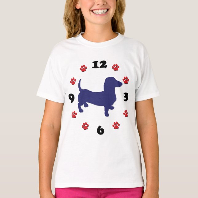 Dachshund Doxie Clock T-Shirt (Front)