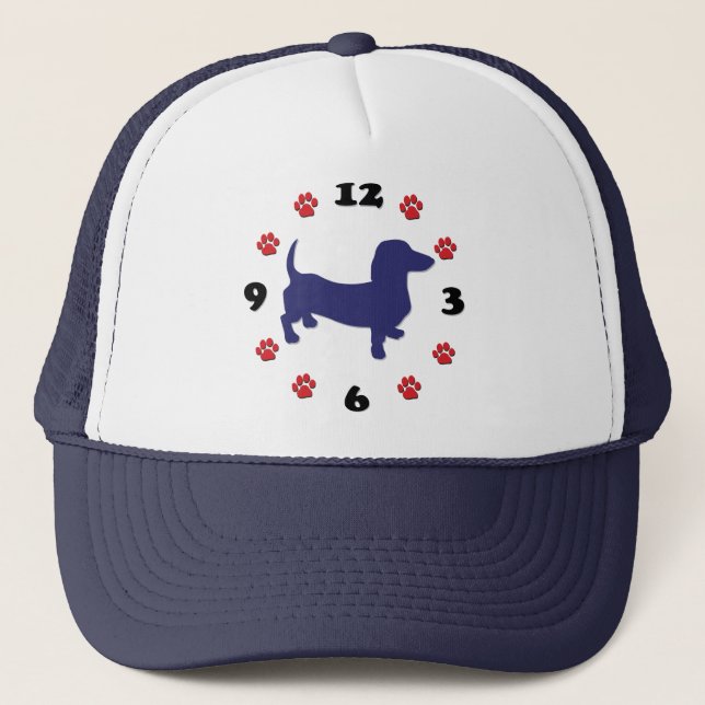 Dachshund Doxie Clock Trucker Hat (Front)