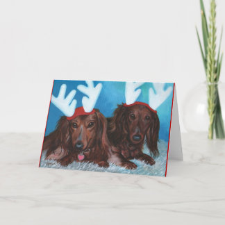 Dachshund Doxie Pair Christmas Card