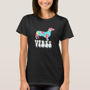 Dachshund Doxie Vibes Dog Tie Dye Hippie Psychedel T-Shirt