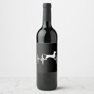 Dachshund Doxie Weenie Heartbeat Dog Mum Dad Pet Wine Label