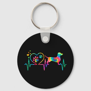 Dachshund Doxie Weenie Mum Dad Heartbeat Gift Key Ring