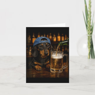 Dachshund Drinking Beer Funny Dog Meme Vintage Card