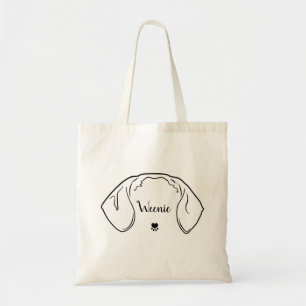 Dachshund Ears Line Drawing Minimal Illustration Tote Bag