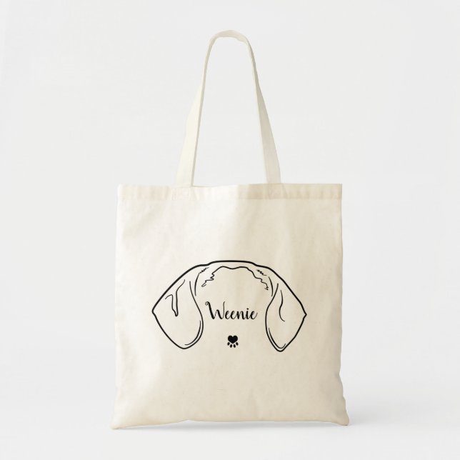 Dachshund Ears Line Drawing Minimal Illustration Tote Bag (Front)