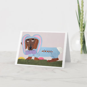 Dachshund Easter Bunny Card