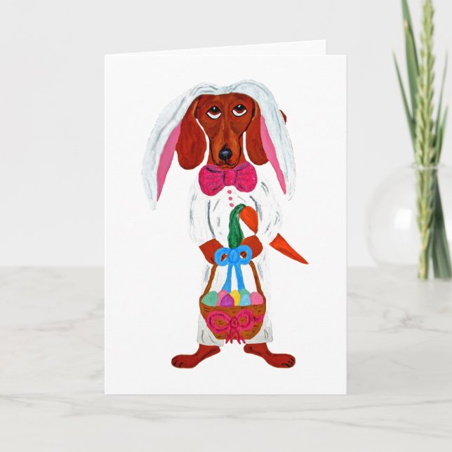 Dachshund Easter Bunny Holiday Card (Front)