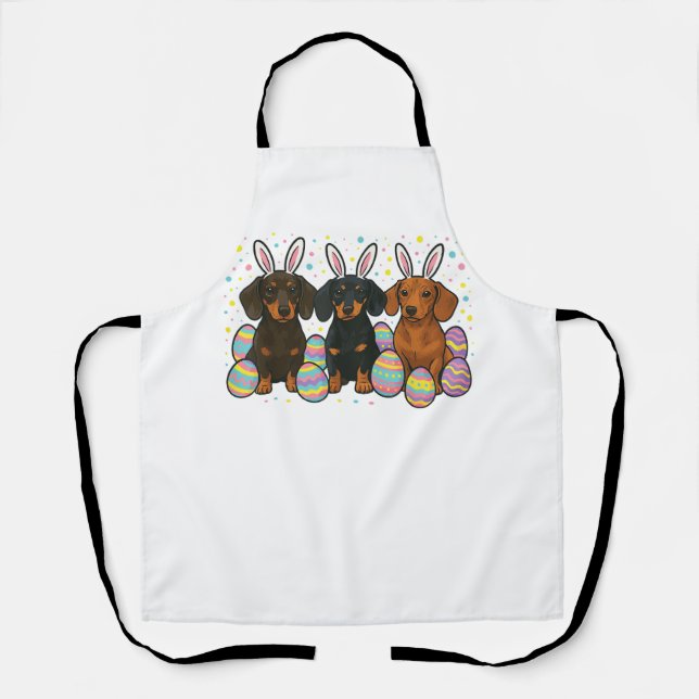 Dachshund Easter T-Shirt Apron (Front)