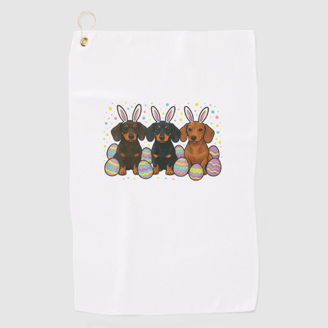 Dachshund Easter T-Shirt Golf Towel (Front)