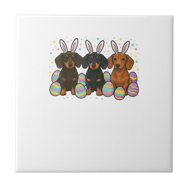 Dachshund Easter T-Shirt Tile (Front)