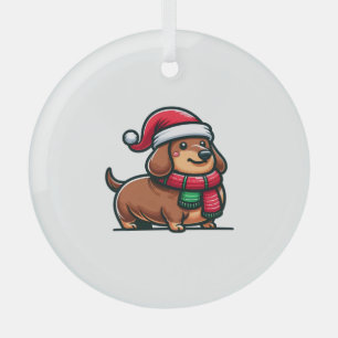 Dachshund Elegance Christmas Anticipation Classic  Glass Tree Decoration