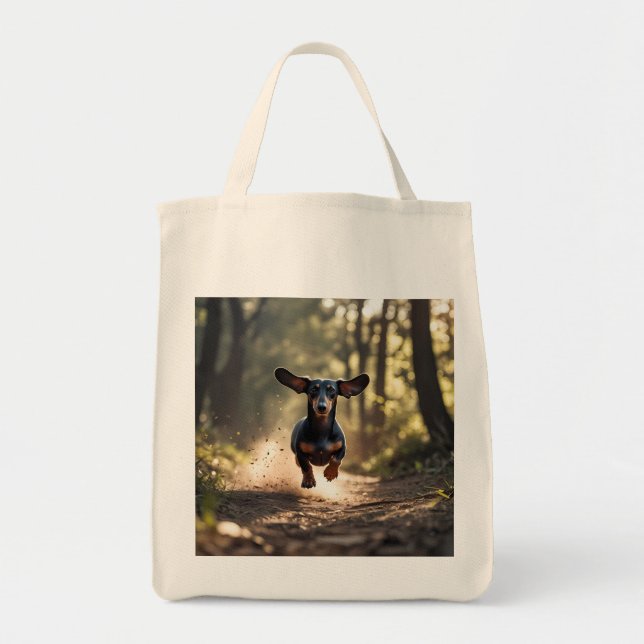 Dachshund Elegant Grocery Tote Bag (Front)