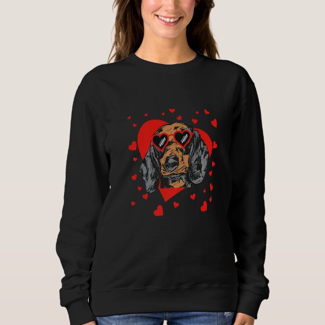 Dachshund Face Heart Glasses Valentines Day Pet Do Sweatshirt (Front)