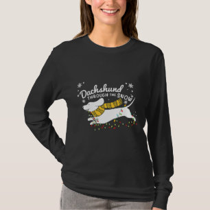 Dachshund Fairy Lights Through The Snow T-Shirt