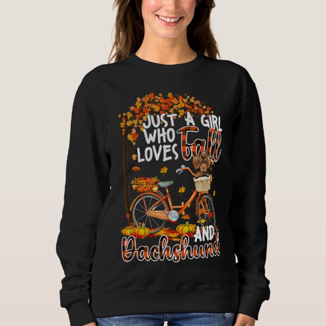 Dachshund Fall Funny Dog Owner Bicycle Sweatshirt (Front)