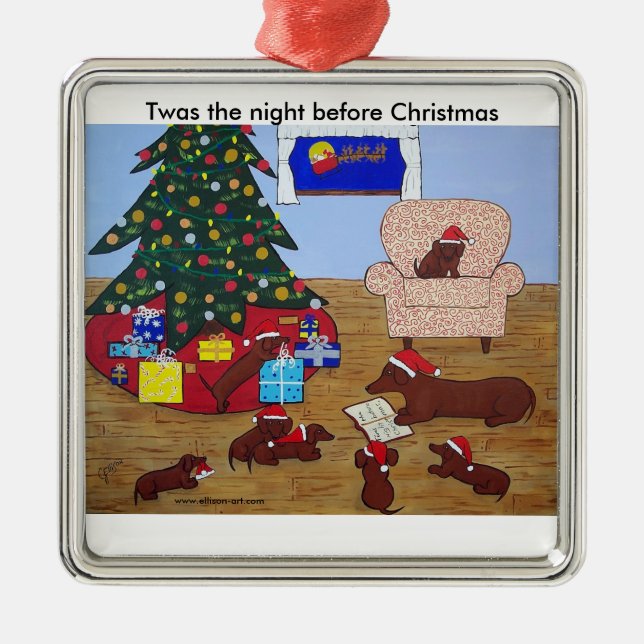 Dachshund Family Christmas Ornament (Front)