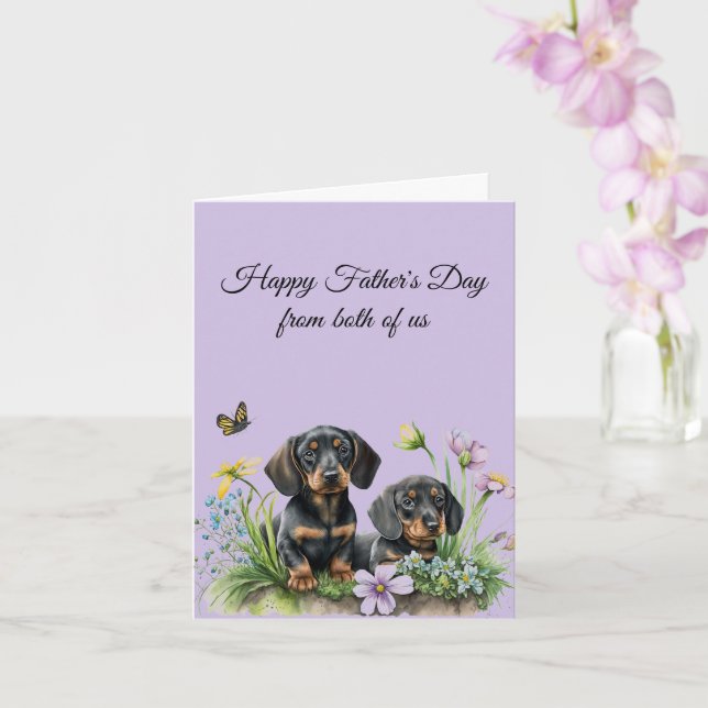 Dachshund Father's Day Card from both of us (Orchid)