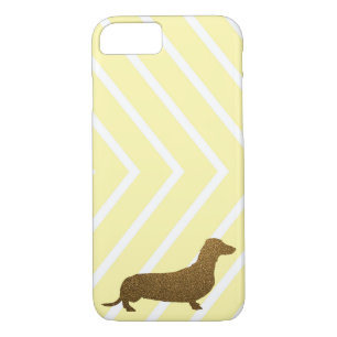 Dachshund Faux Glitter   Dog Icon Yellow Stripe Case-Mate iPhone Case