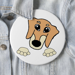dachshund fawn and cream peeking cartoon 6 cm round badge