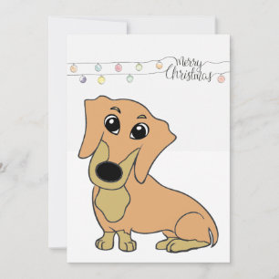dachshund fawn and tan cartoon holiday card