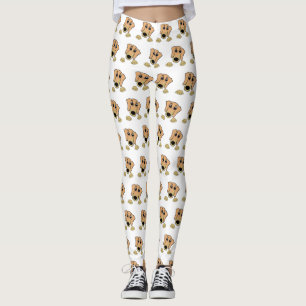 dachshund fawn and tan peeking cartoon leggings