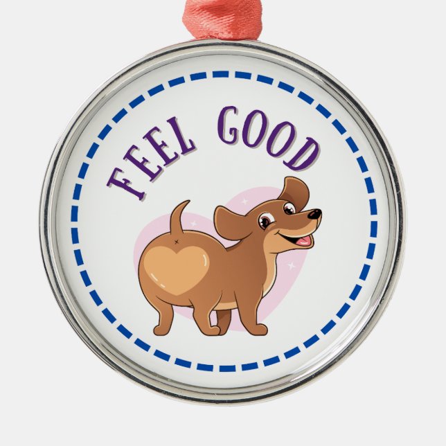 Dachshund Feel Good Metal Tree Decoration (Front)