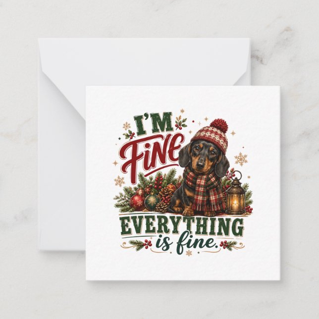 Dachshund Fine Everything Is Fine Card (Front)