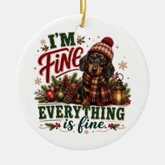 Dachshund Fine Everything Is Fine Ceramic Tree Decoration