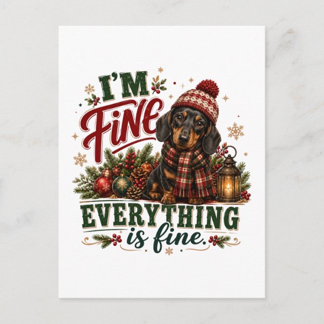 Dachshund Fine Everything Is Fine Invitation Postcard (Front)