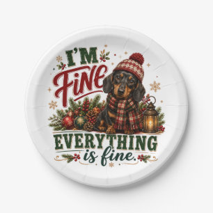 Dachshund Fine Everything Is Fine Paper Plate