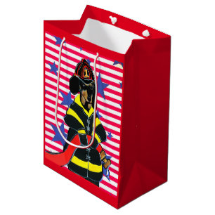 DACHSHUND FIREMEN  MEDIUM GIFT BAG