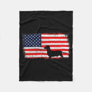 Dachshund Flag Vintage Fleece Blanket