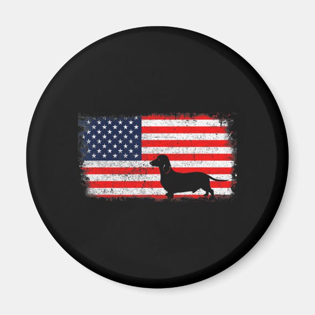 Dachshund Flag Vintage Magnet (Front)