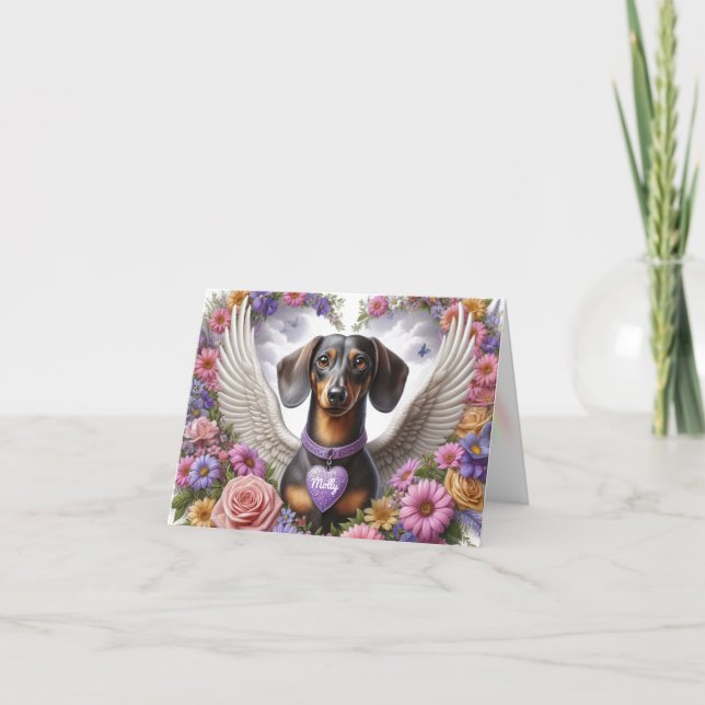 DACHSHUND FLORAL CUSTOMIZED SYMPATHY CARD (Front)