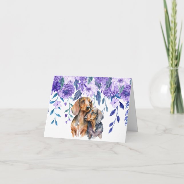 Dachshund Floral Greeting Card (Front)