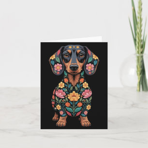 Dachshund Floral Weiner Dog Flowers Card