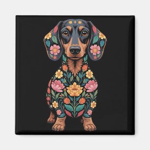 Dachshund Floral Weiner Dog Flowers Magnet