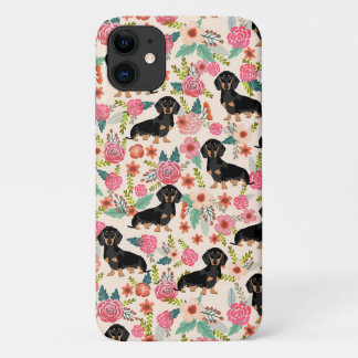 Dachshund Florals dog black and tan Case-Mate iPhone Case