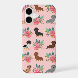 dachshund florals pink floral
